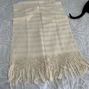 Cream Fringe Shawl made in Mexico